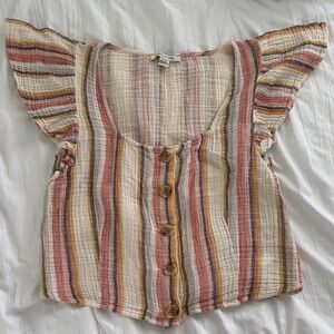 American Eagle Outfitters Striped Button Blouse
